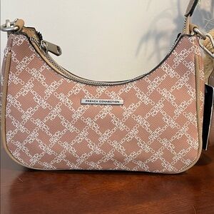 French Connection Brown and White Logo Shoulder Bagfrench connection purse